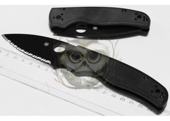 Нож складной Spyderco CPM-M4, Golden Colorado, с серейтором, черный, Тайвань