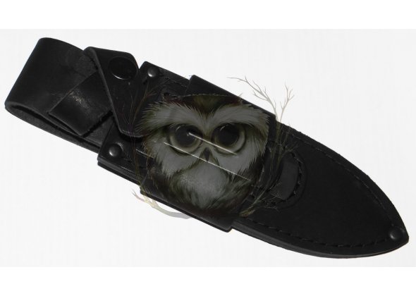 Чехол для ножа 150х45мм с застежкой, подвесом и скобой, кожа, черный, обоюдка