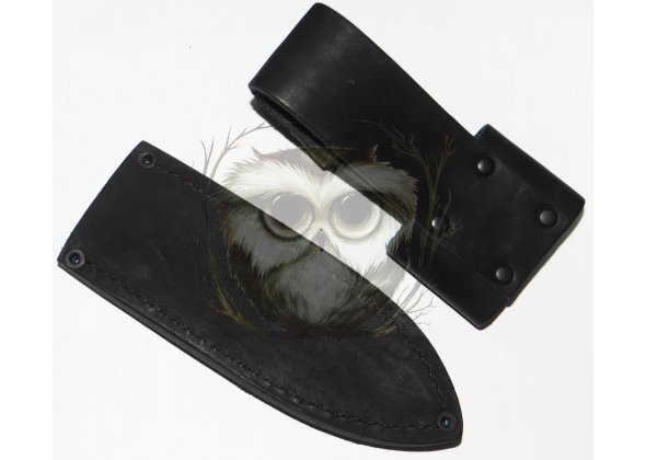 Чехол для ножа 150х45мм с застежкой, подвесом и скобой, кожа, черный, обоюдка