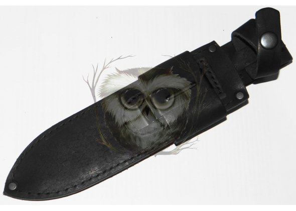 Чехол для ножа 200х45мм с застежкой, подвесом и скобой, кожа, черный, обоюдка