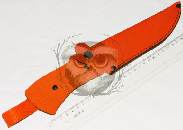 Чехол для ножа 170х40мм с застежкой, кожа, рыжий