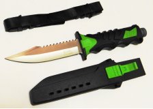 Нож подводный, пластик. ножны, зеленый, КНР
