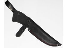 Чехол для ножа 150х35мм с застежкой, кожа, черный