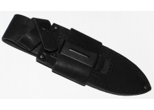 Чехол для ножа 150х45мм с застежкой, подвесом и скобой, кожа, черный, обоюдка