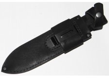 Чехол для ножа 200х45мм с застежкой, подвесом и скобой, кожа, черный, обоюдка